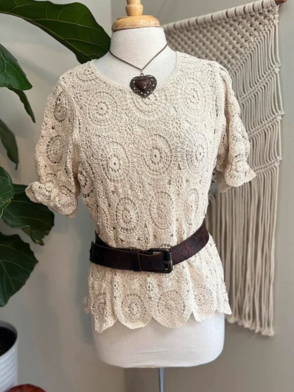 Cottage core knit top by Solitaire size XL